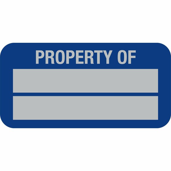 Lustre-Cal Property ID Label PROPERTY OF 5 Alum Dark Blue 1.50in x 0.75in  2 Blank # Pads, 100PK 253769Ma2Bd0000